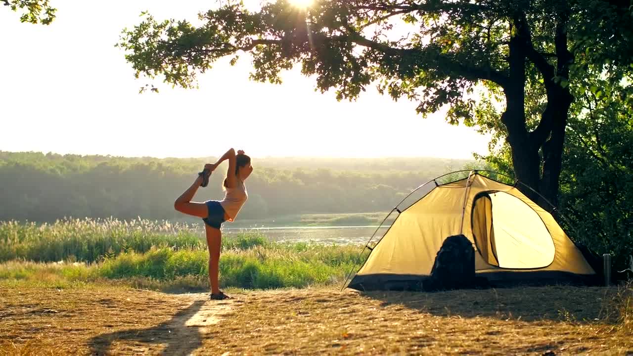 Free Stock Video Woman Stretching Her Body While Camping In Nature Live Wallpaper - Free Download