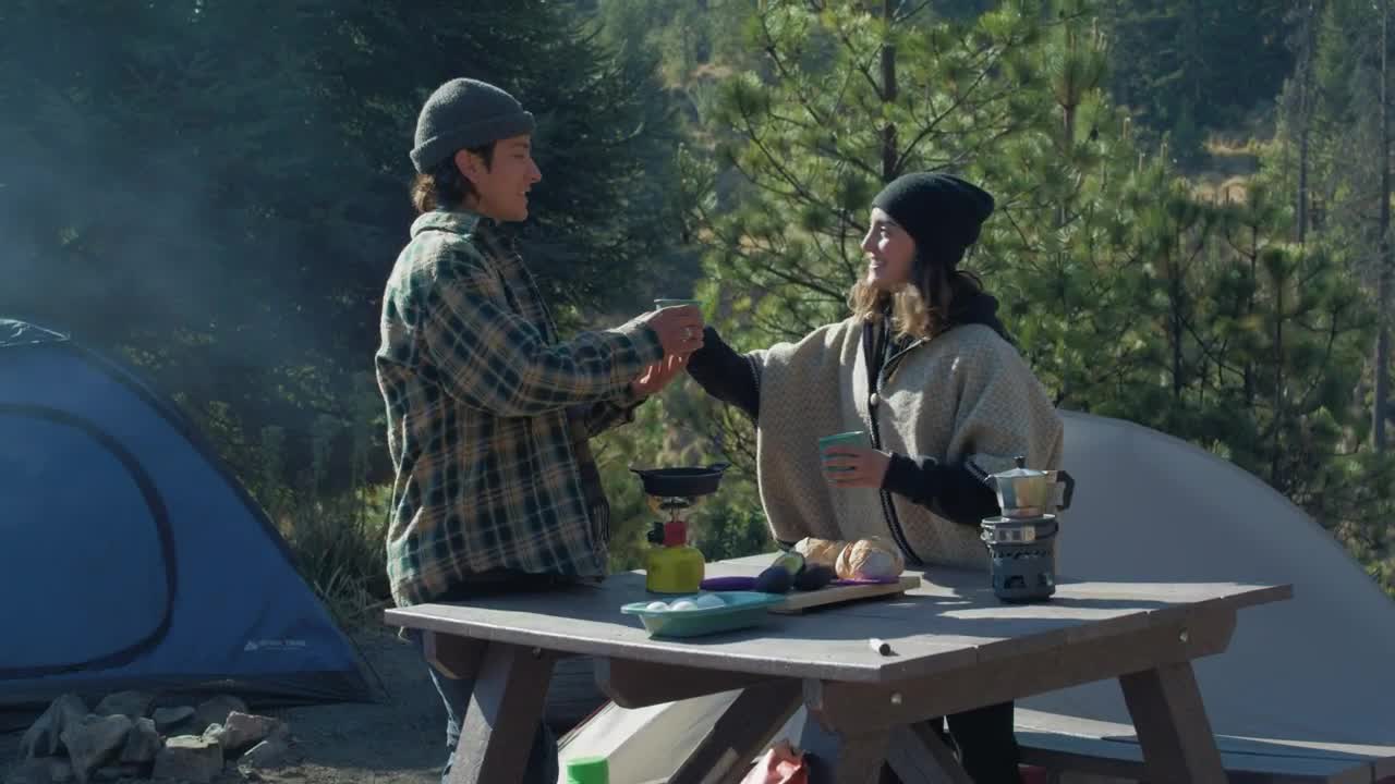 Stock Video Couple Having Coffee In A Campsite Live Wallpaper For PC - Free Download