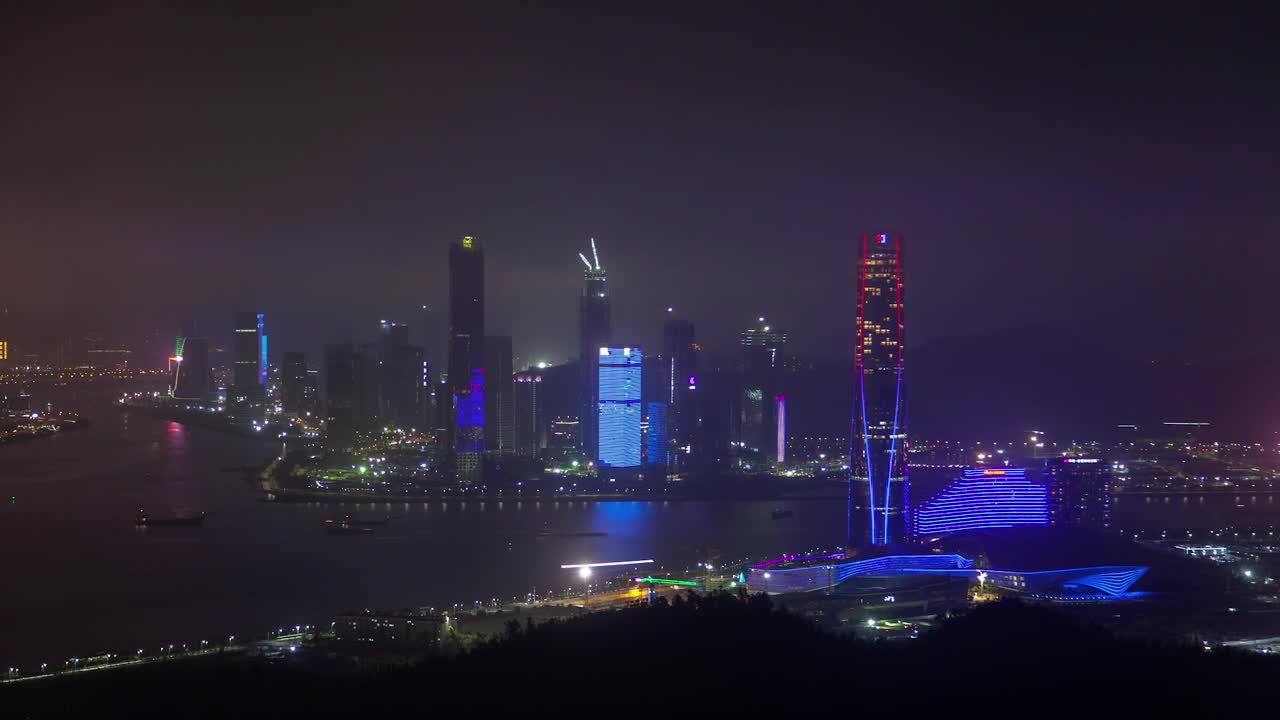Stock Video Guangdong Illuminated Skyscrapers At Night Live Wallpaper For PC - Free Download