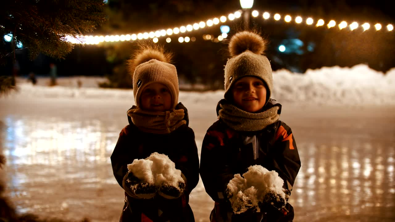 Free Stock Video Two Little Kids Happily Throwing Snow Into The Air Live Wallpaper - Free Download