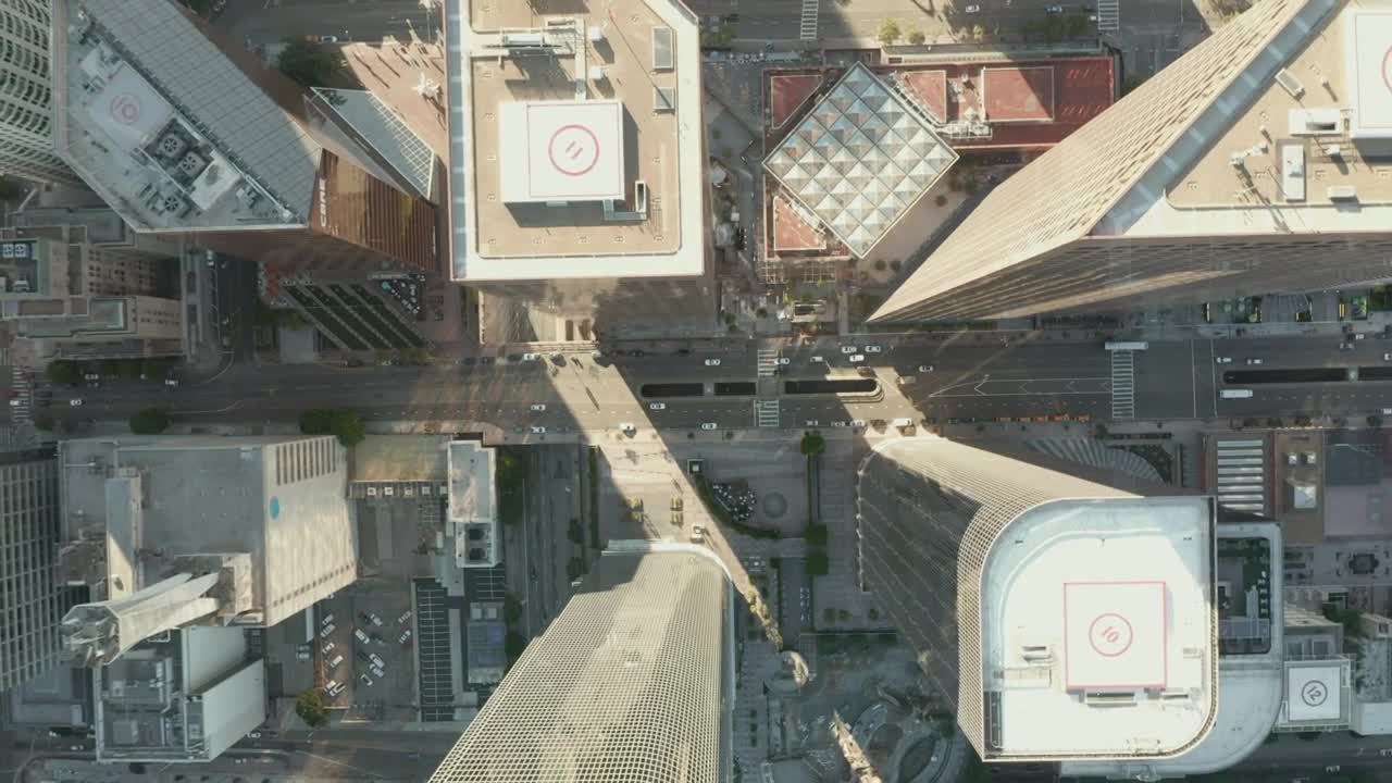 Free Video Stock top aerial shot of skyscrapers and avenues in la Live Wallpaper - Free Download