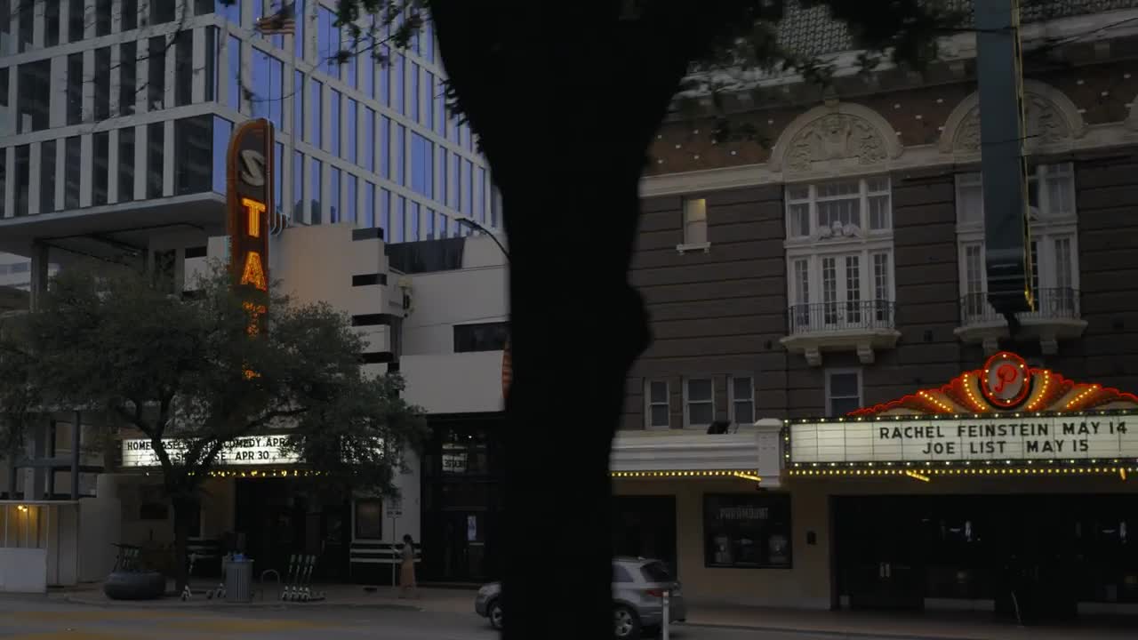 Stock Video Facade Of A Theater With A Sign And A Luminous Live Wallpaper For PC - Free Download