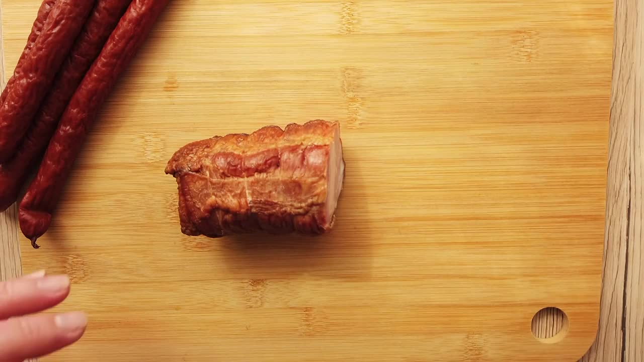Stock Video Cutting Up A Smoked Sausage Live Wallpaper For PC - Free Download
