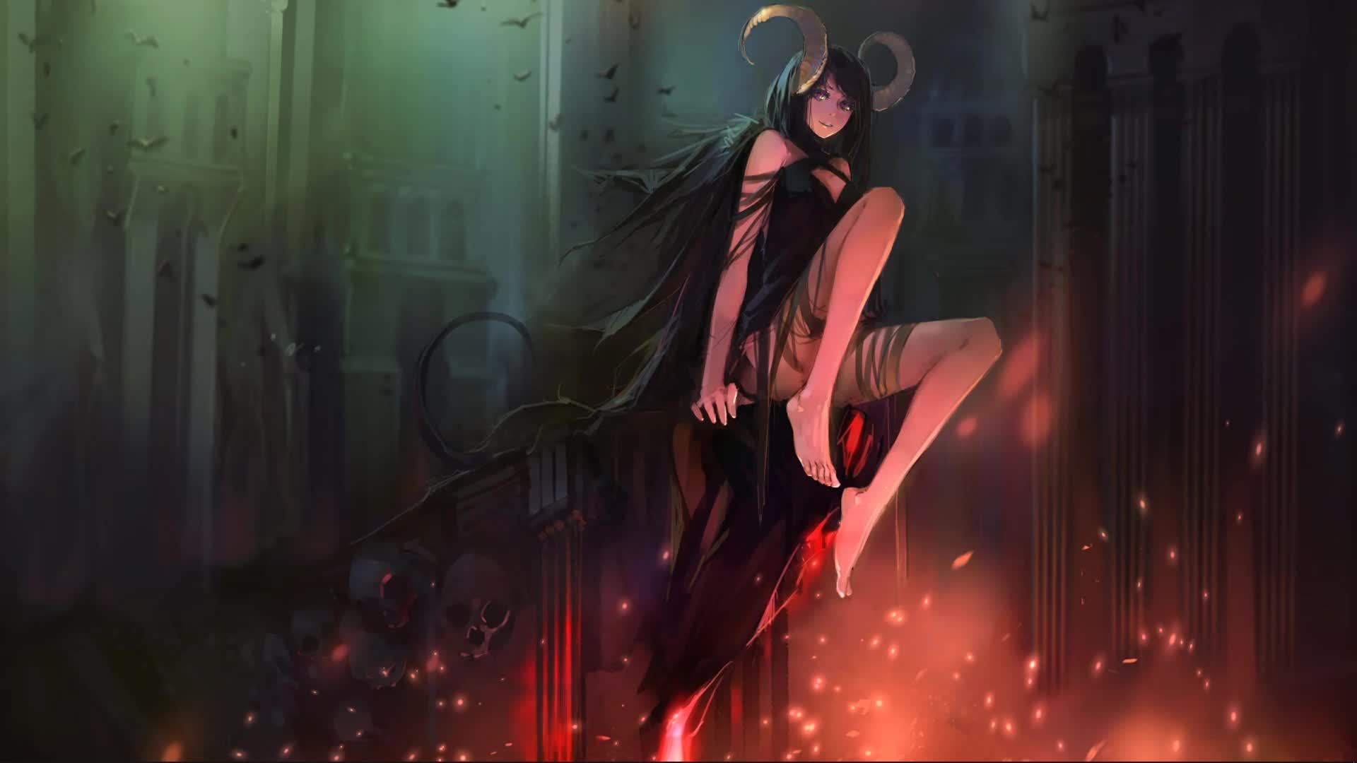 Cute Demon Girl Barefoot Live Wallpaper - Free Download