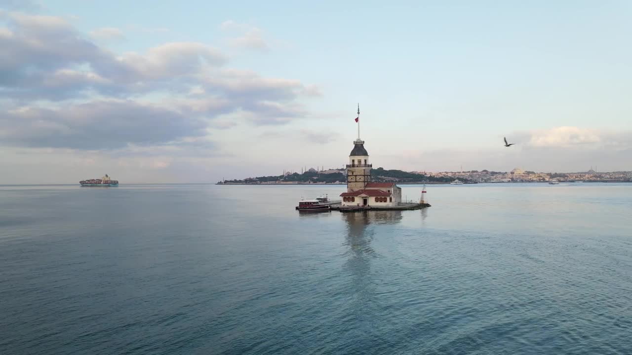Stock Video Floating Lighthouse On A Sea Coast With Boats Live Wallpaper For PC - Free Download