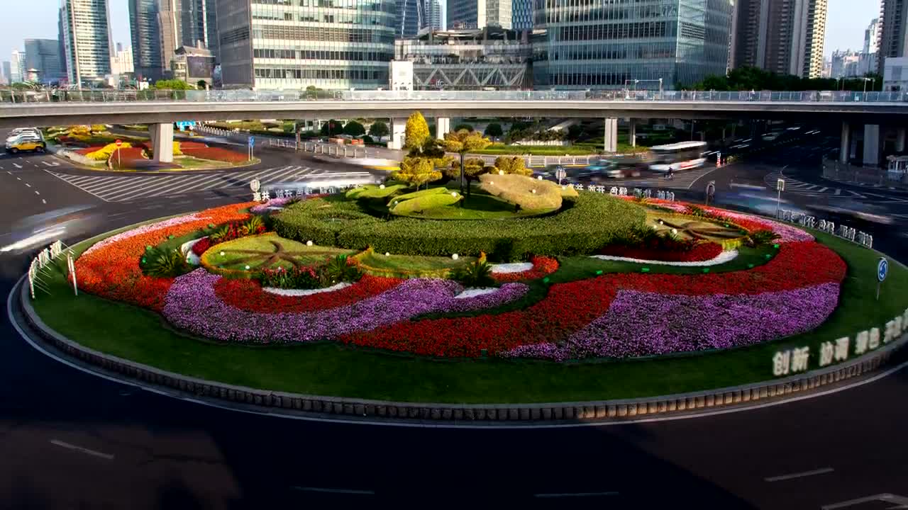 Free Stock Video Shanghai Roundabout With Traffic During The Day Live Wallpaper - Free Download