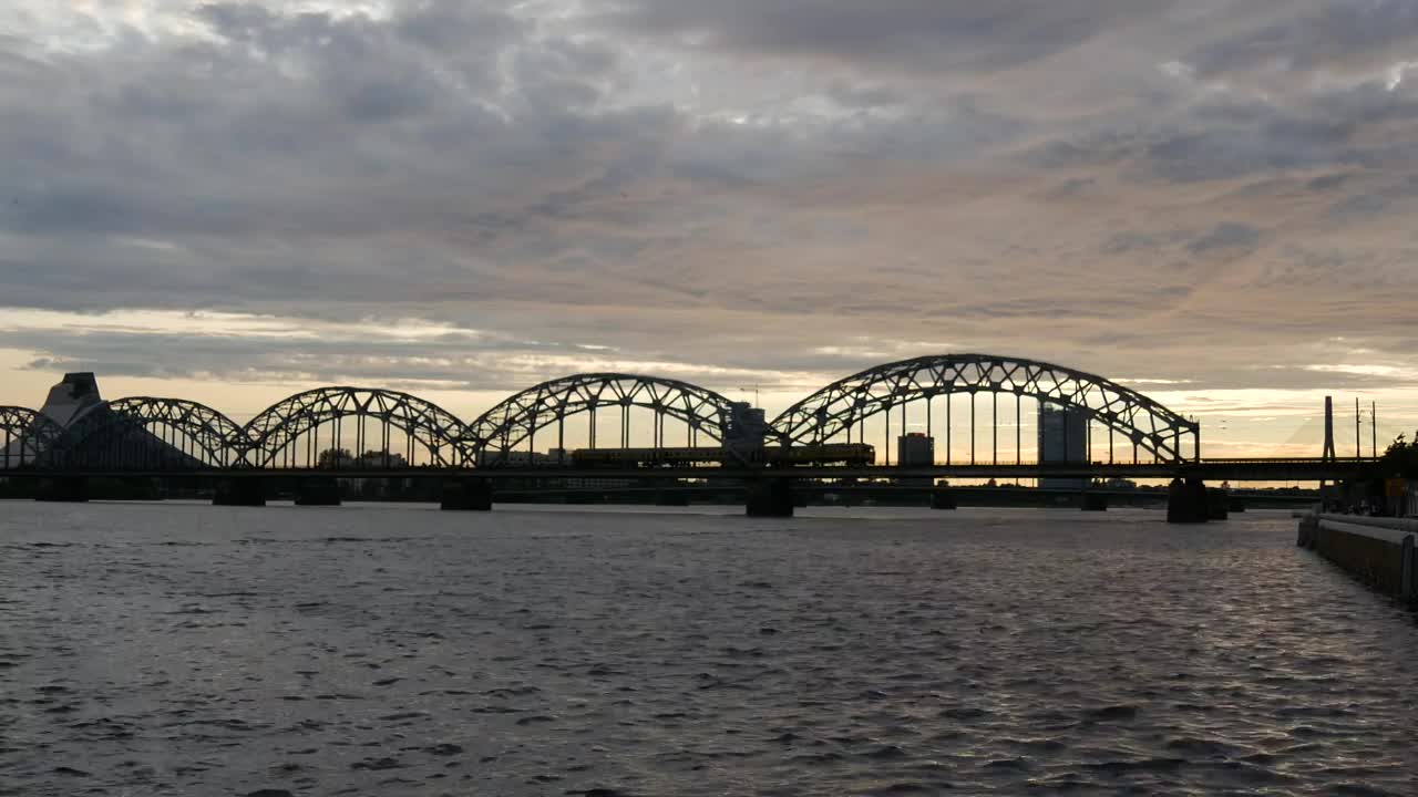 Video Stock Railway Bridge Silhouette During Sunset Live Wallpaper Free - Free Download