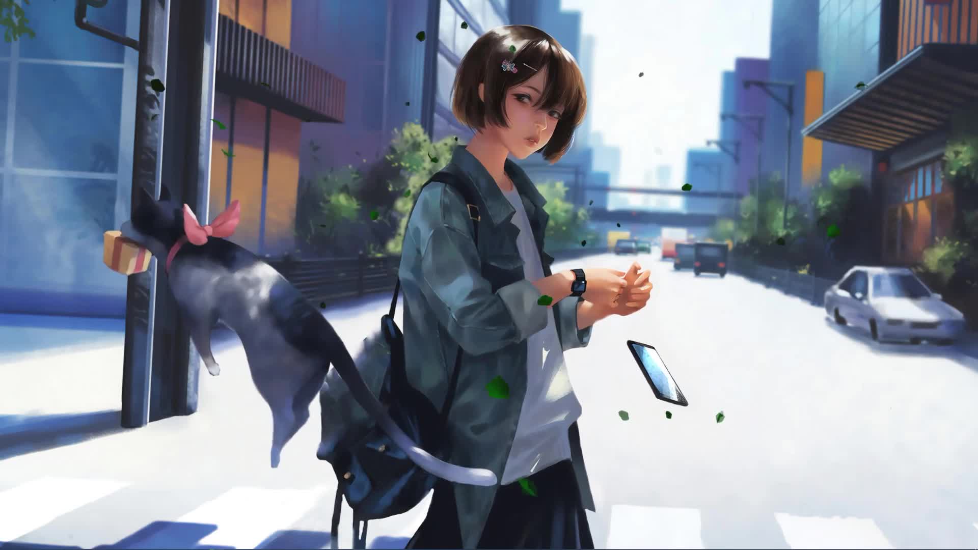 Cat Floating Anime Girl Neko Live Wallpaper - Free Download