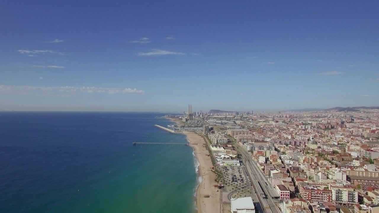 Stock Video Hotels Along The Coast In Barcelona Animated Wallpaper - Free Download