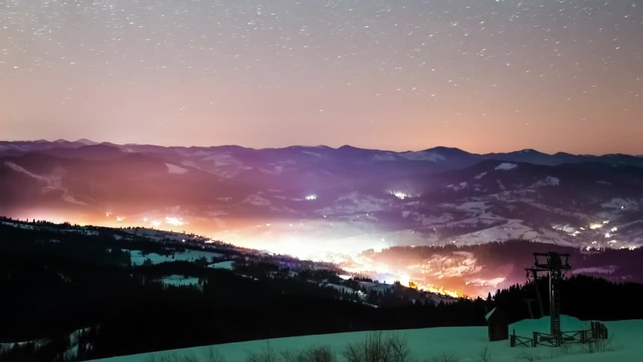 Free Video Stock Stunning Starry Ski In The Carpathian Mountains Live Wallpaper - Free Download