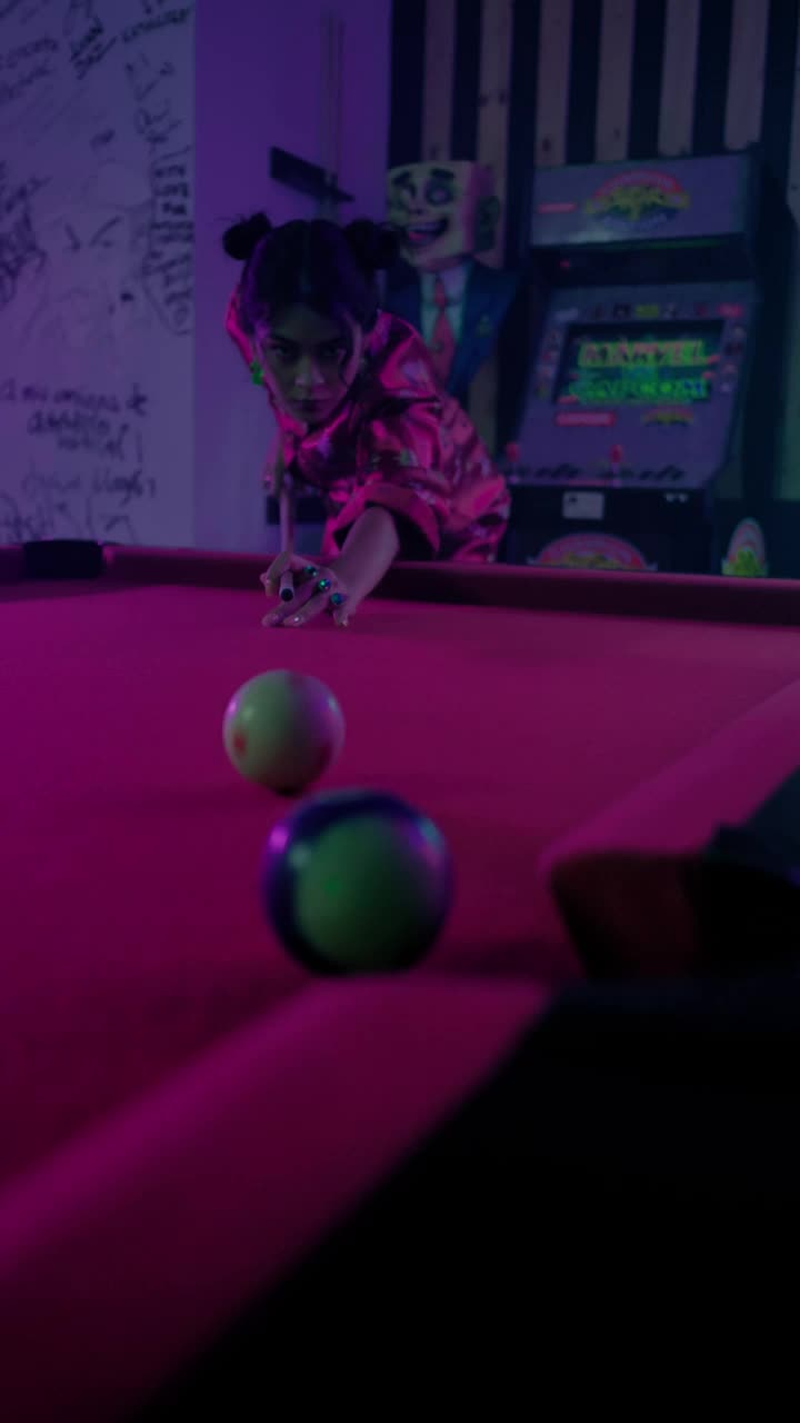 Stock Video Girl In A Japanese Style Dress Playing Pool Live Wallpaper For PC - Free Download