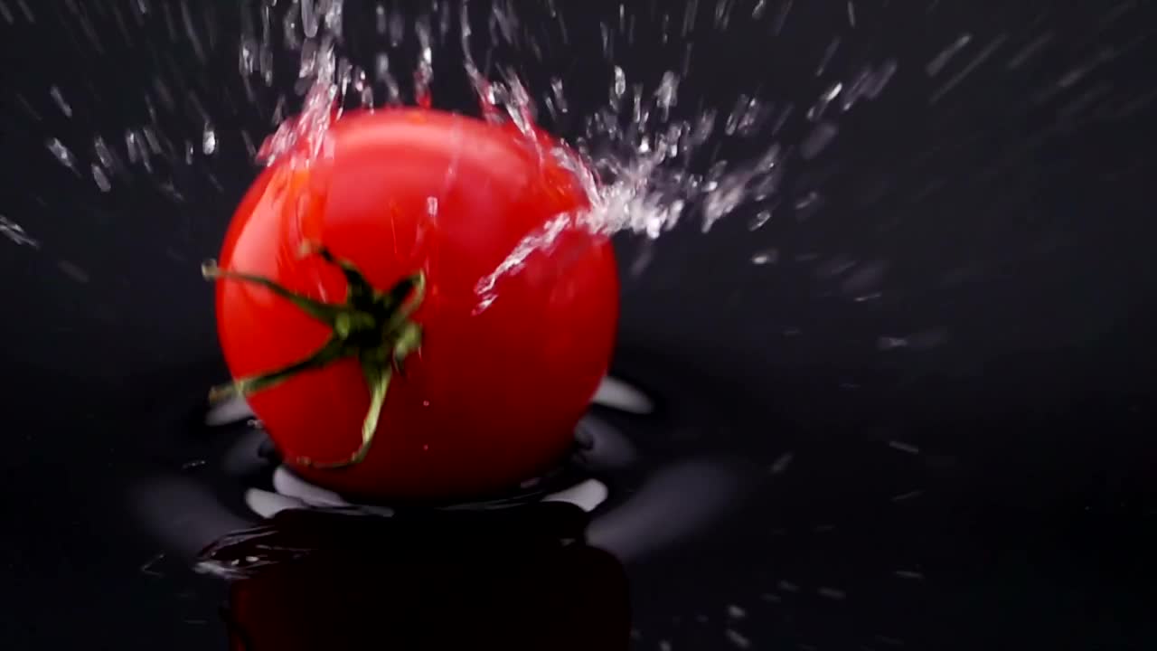 Free Video Stock tomato falling into black water Live Wallpaper - Free Download