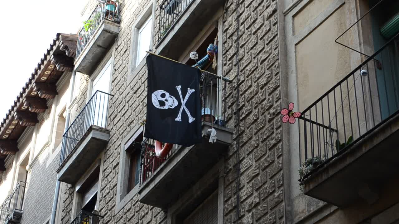Video Stock Pirate Flag Hanging From A Balcony Live Wallpaper Free - Free Download