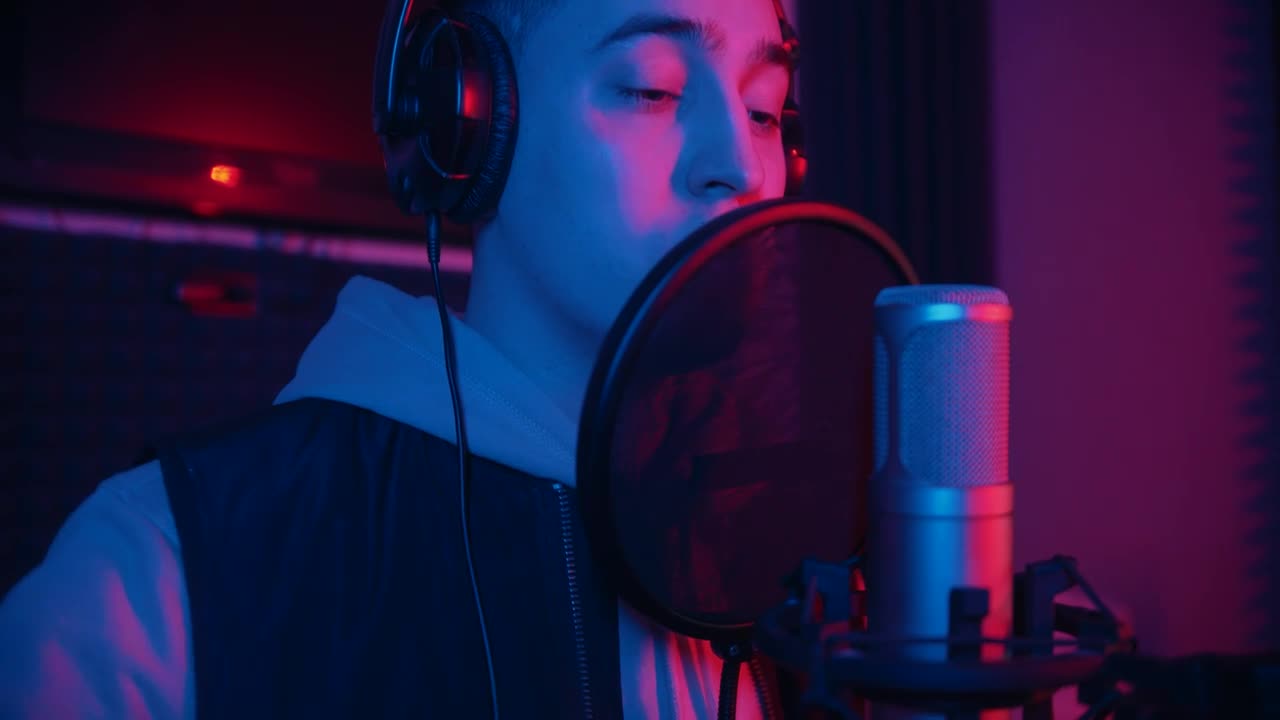 Free Stock Video Young Man Singing With A Microphone In A Studio Live Wallpaper - Free Download