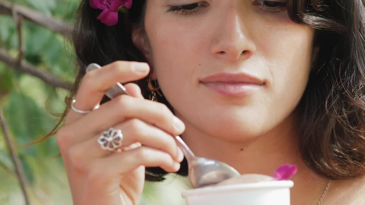 Stock Video Face Of A Girl Eating A Scoop Of Ice Cream Live Wallpaper For PC - Free Download