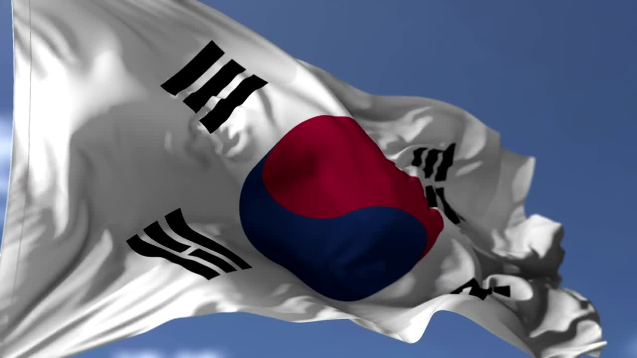 Free Video Stock South Korean Flag Waving Gently In Wind Live Wallpaper - Free Download