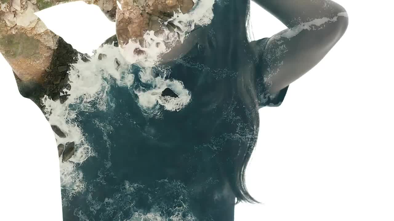 Stock Video Double Exposure Video Of A Woman And A Cliff In Live Wallpaper For PC - Free Download