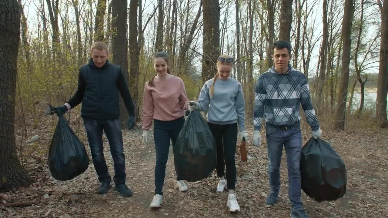 Free Stock Video Volunteers With Garbage Bags In The Forest Live Wallpaper - Free Download