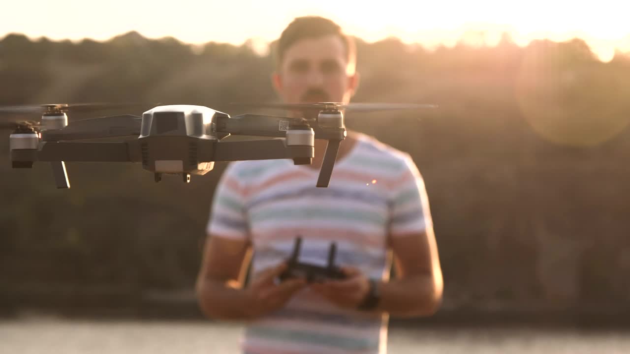Stock Video Man Controlling Drone With With Remote Controller Animated Wallpaper - Free Download