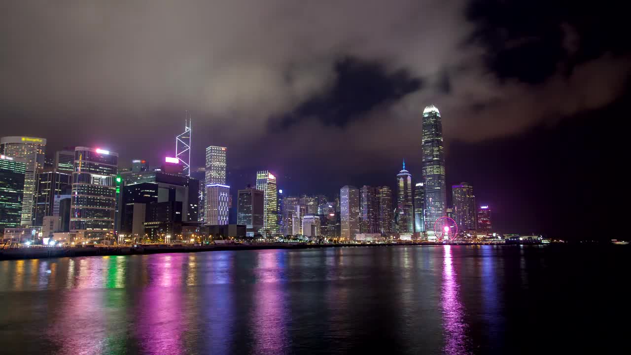 Stock Video Hong Kong Illuminated Skyline In The Night Animated Wallpaper - Free Download