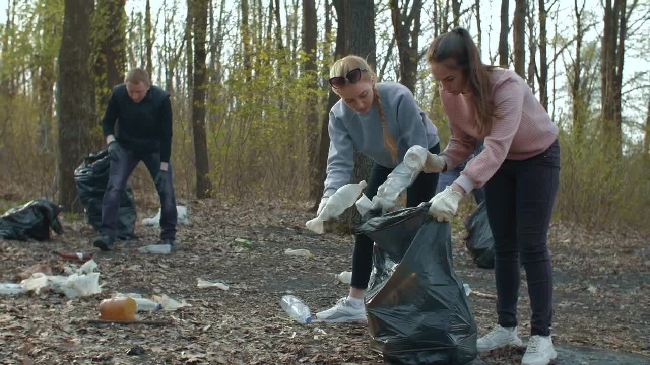 Stock Video Group Of People Collecting Garbage To Recycle Live Wallpaper For PC - Free Download