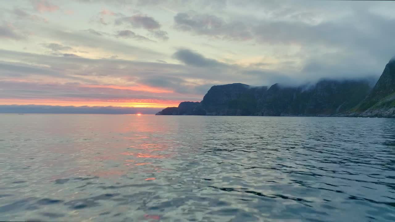 Stock Video Flyover Sea At Sunset Along Mountain Coast Live Wallpaper For PC - Free Download