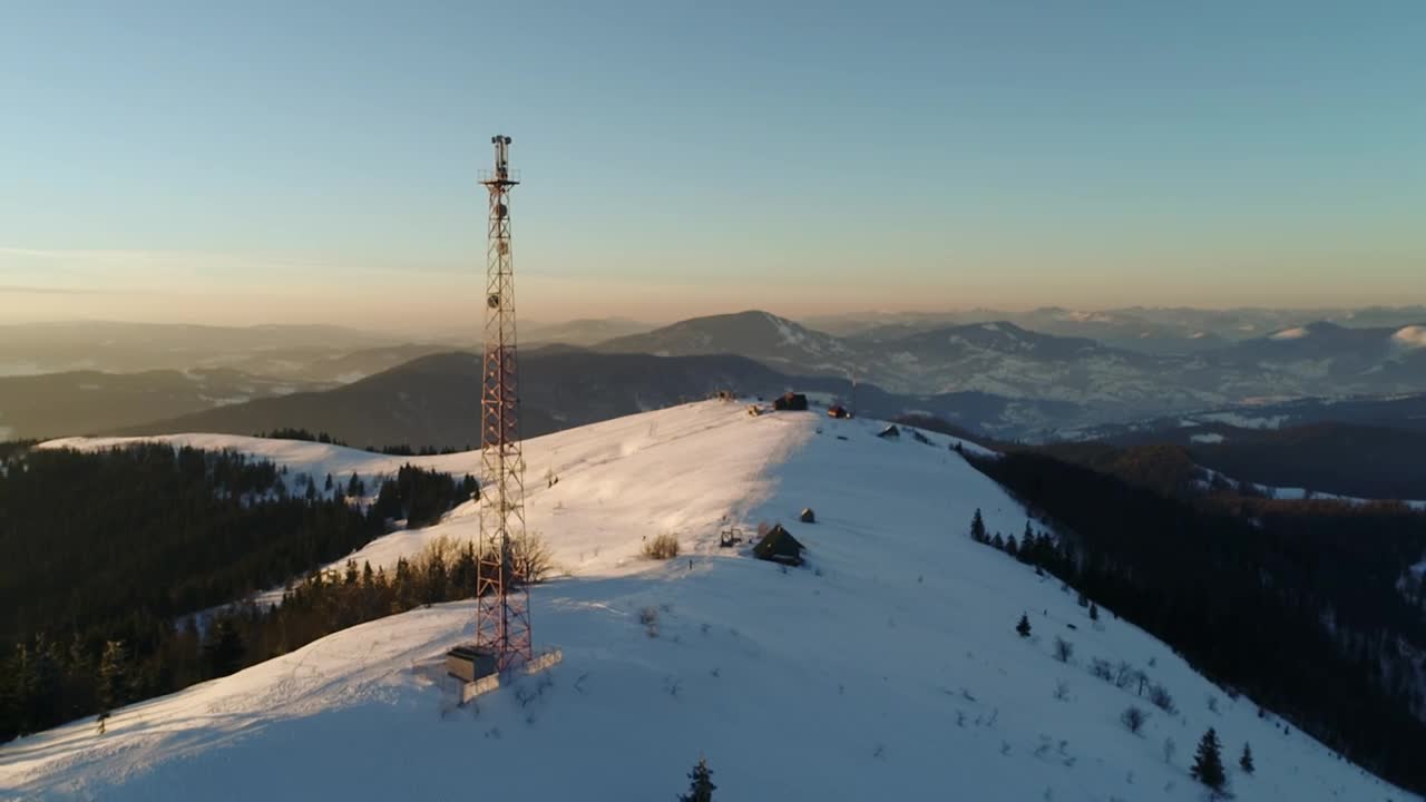 Stock Video Full Aerial Shot Of A Radio Tower In The Mountains Live Wallpaper For PC - Free Download