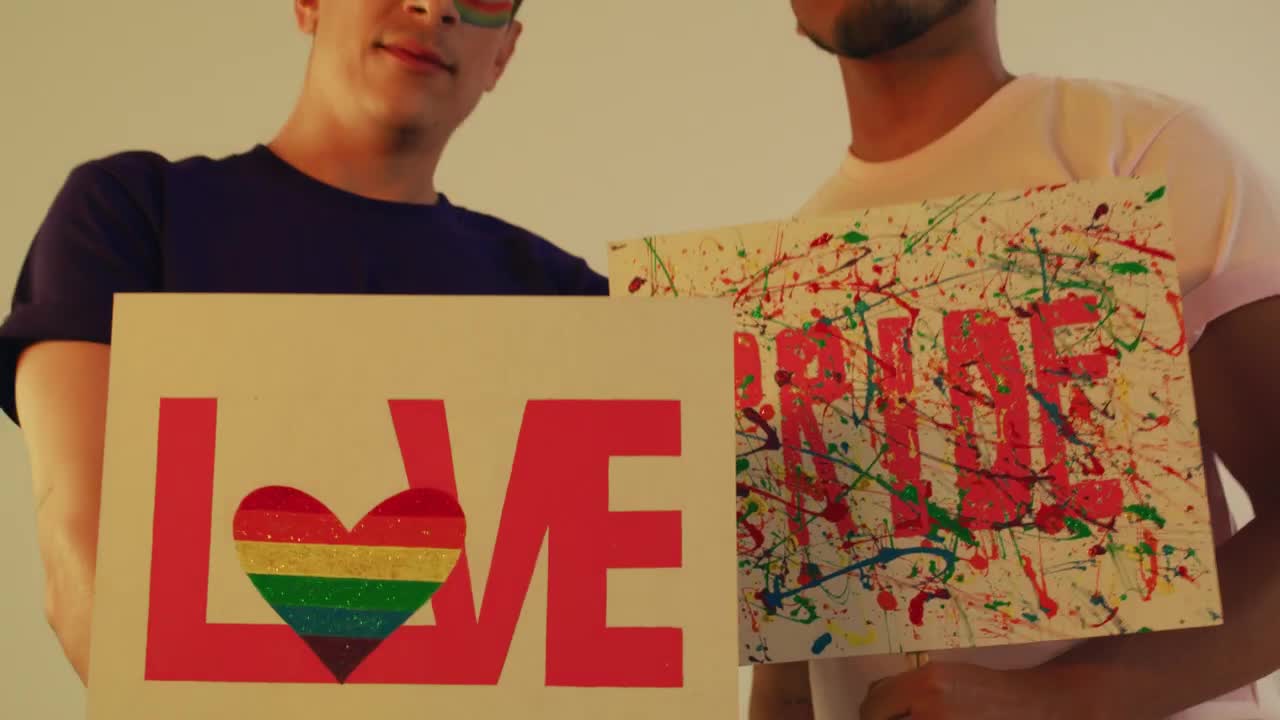Free Stock Video Two Lgbt Men With Love And Pride Signs Live Wallpaper - Free Download