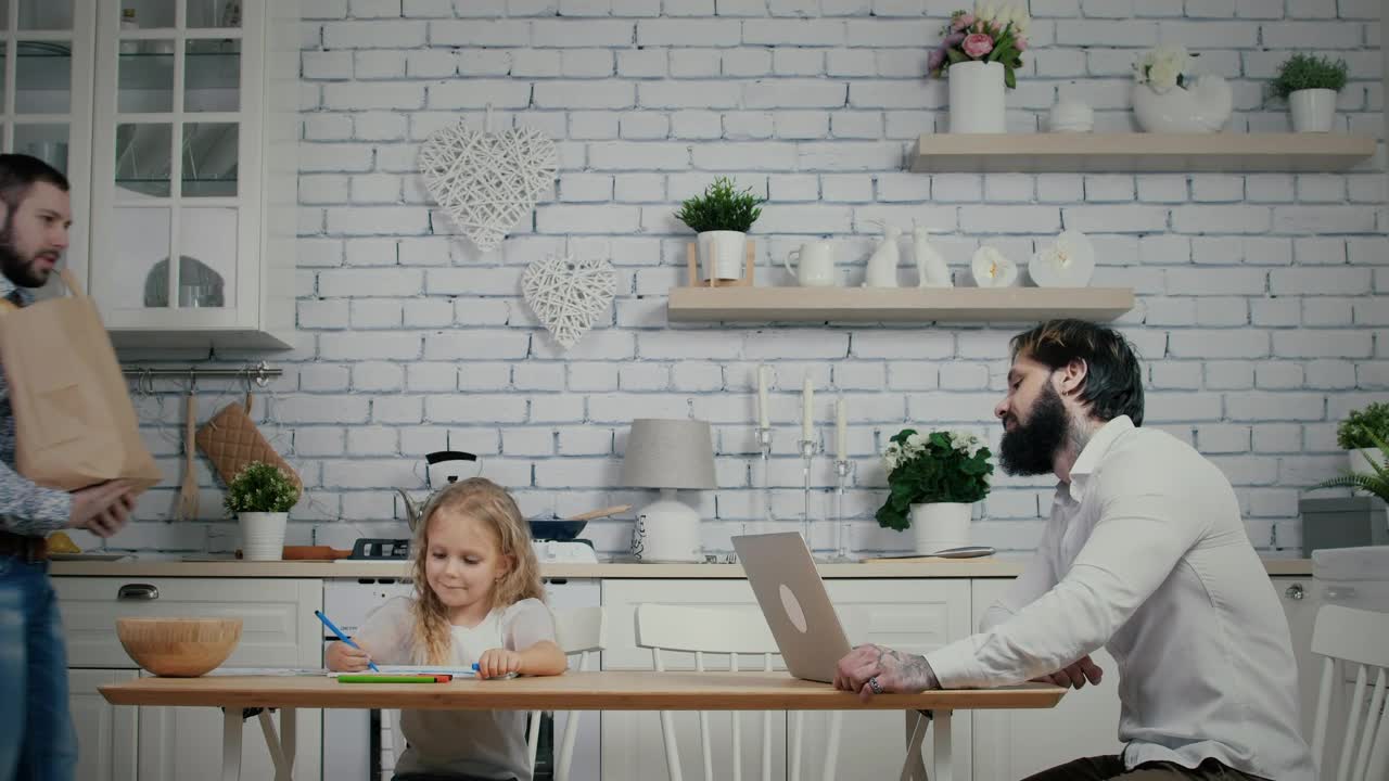 Stock Video Man Brings Bag Of Food To The Table At Home Animated Wallpaper - Free Download