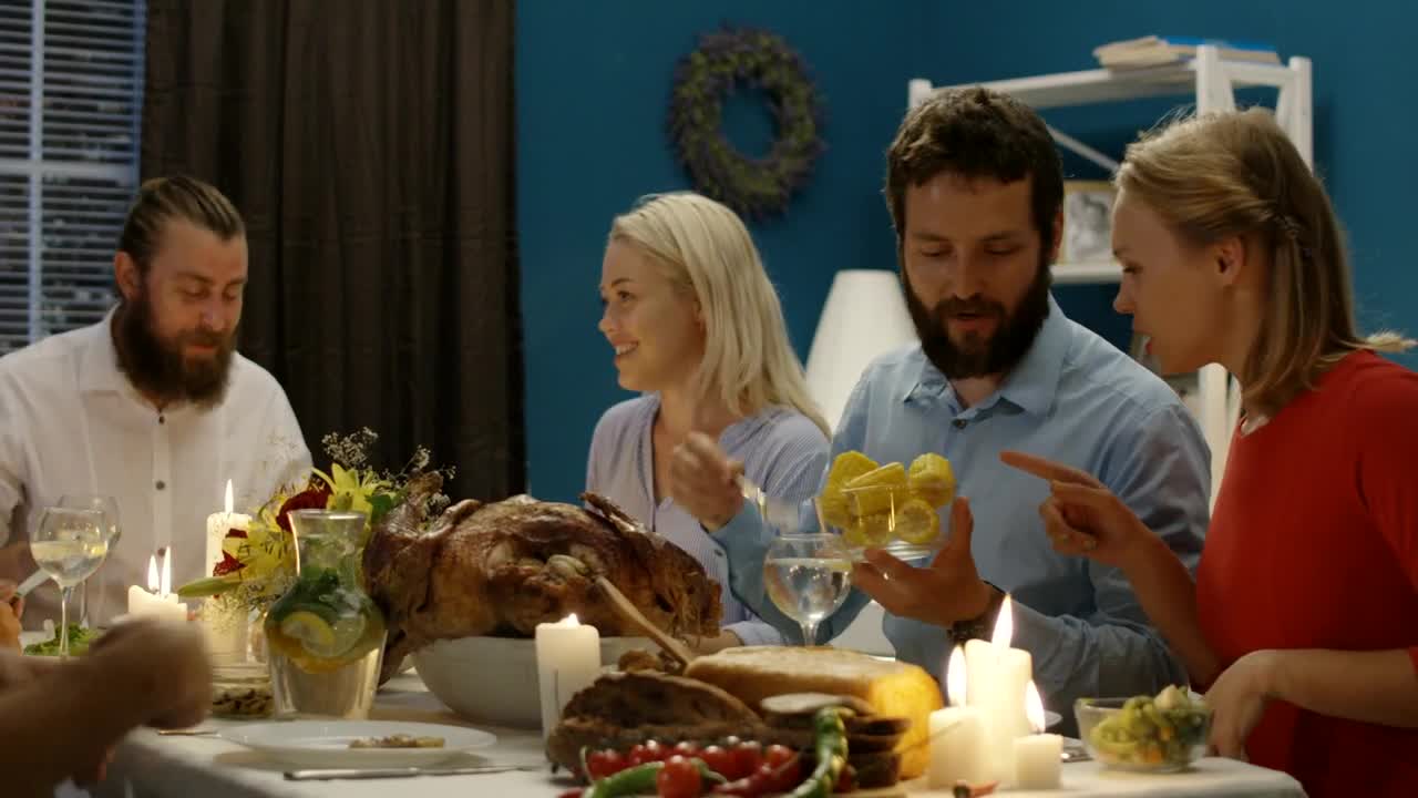 Stock Video Friends Having Thanksgiving Dinner Together Live Wallpaper For PC - Free Download