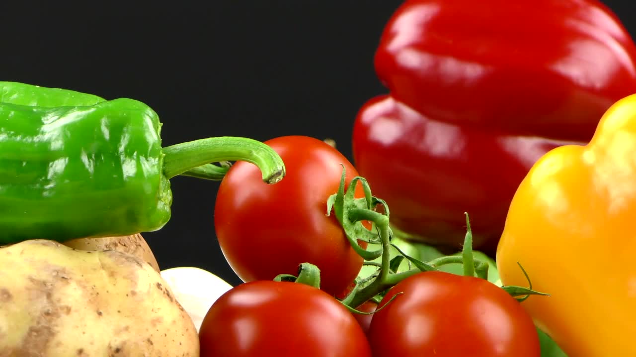 Stock Footage Vegetables On Black Background Spinning Close Up Live Wallpaper - Free Download