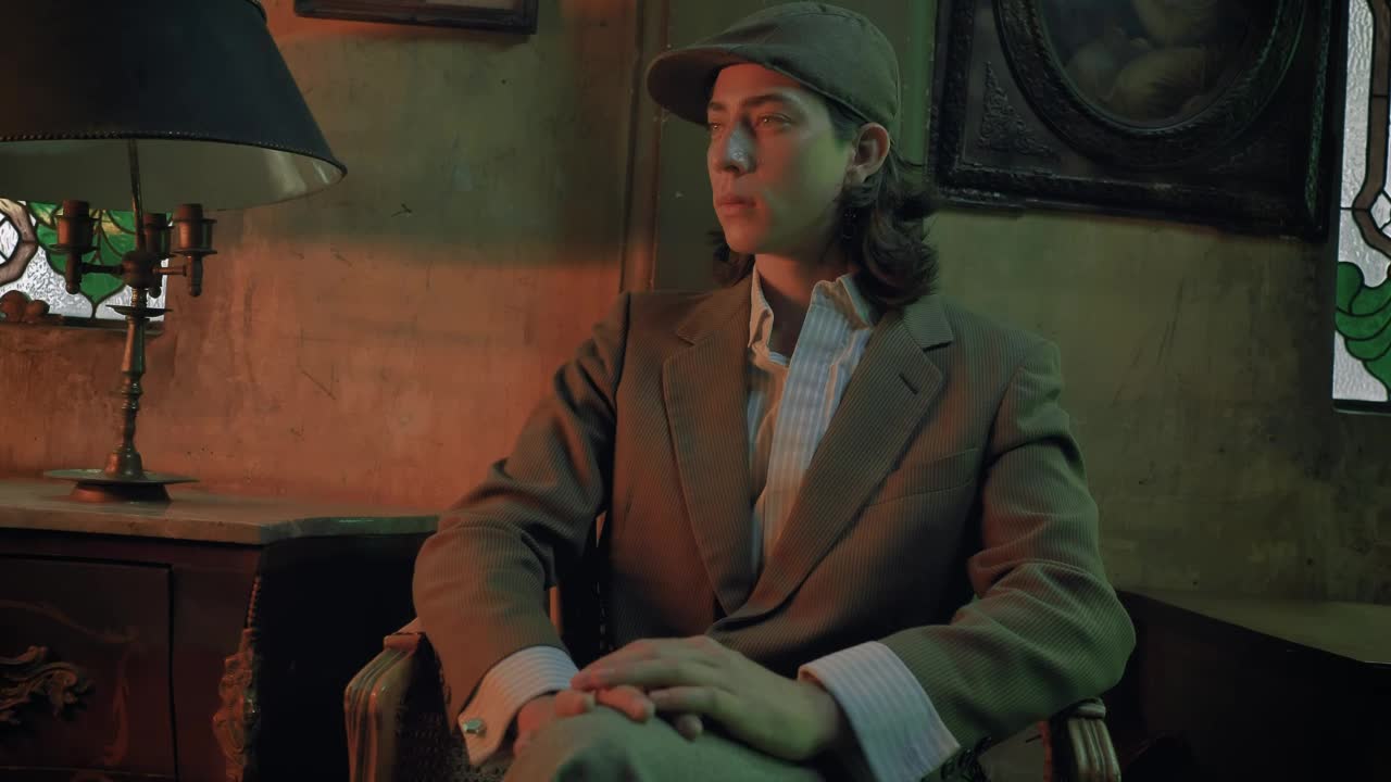 Stock Video Man From A Bygone Era Sitting On A Sofa Animated Wallpaper - Free Download