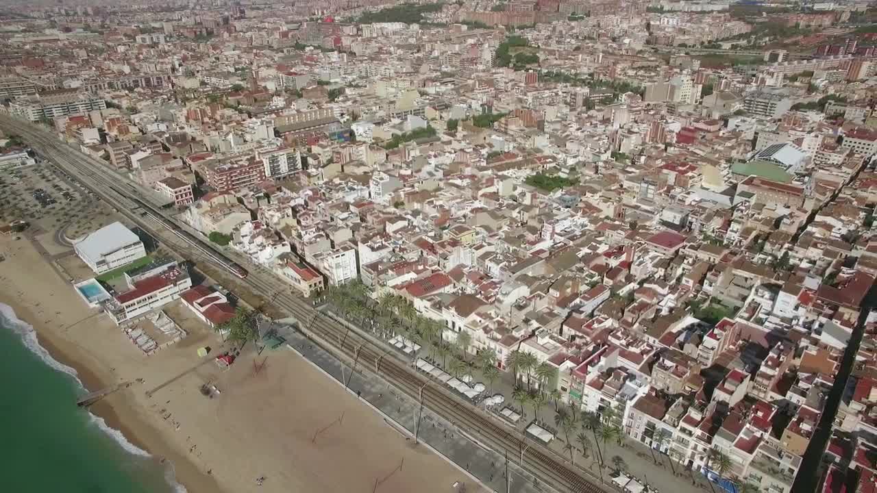 Stock Video Drone Flying By The Coast Of Barcelona Live Wallpaper For PC - Free Download