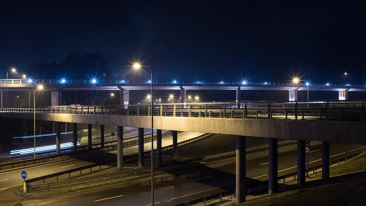 Stock Video Freeway And Overpass Fast Traffic At Night Live Wallpaper For PC - Free Download
