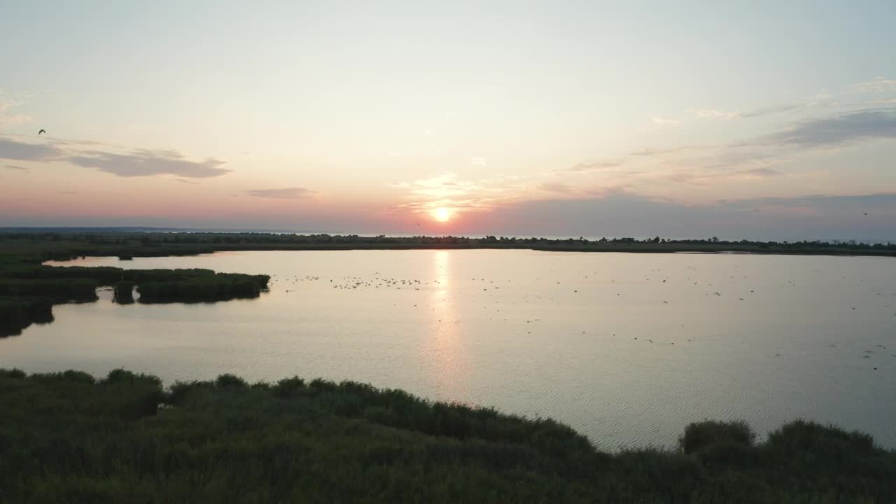 Stock Video Drone Flying Over Wetlands At Sunset Live Wallpaper For PC - Free Download