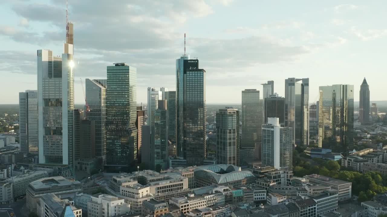 Stock Video Frontal Shot Of The Main Skyscrapers In Frankfurt Live Wallpaper For PC - Free Download