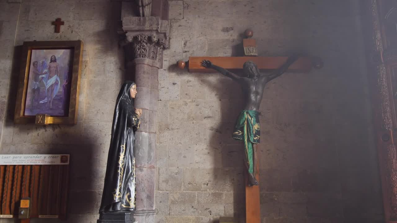 Stock Footage Wall Of A Church In The Dark With Sacred Art Live Wallpaper - Free Download