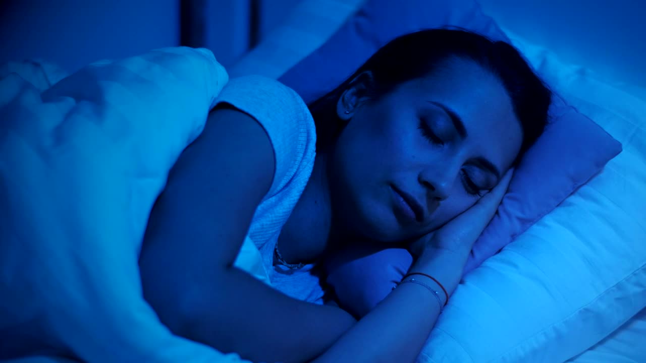 Free Stock Video Woman Sleeping In Her Bed In Dim Blue Light Live Wallpaper - Free Download