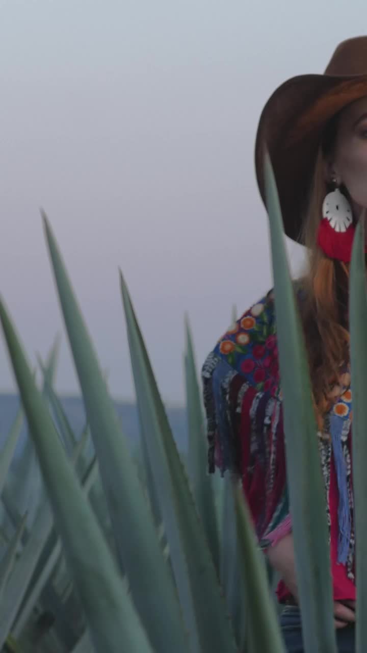 Video Stock Portrait Of A Girl In Mexican Attire Among Magueys Live Wallpaper Free - Free Download