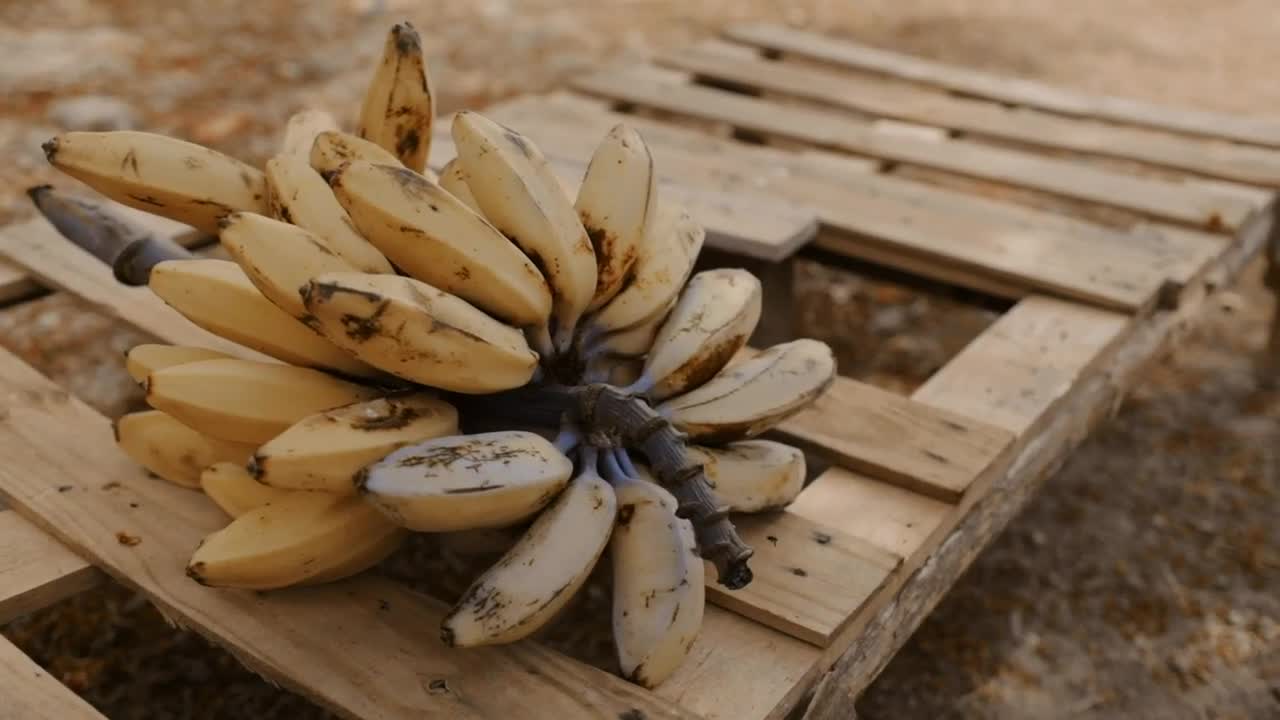 Free Video Stock Small Bananas Over A Wooden Base Live Wallpaper - Free Download