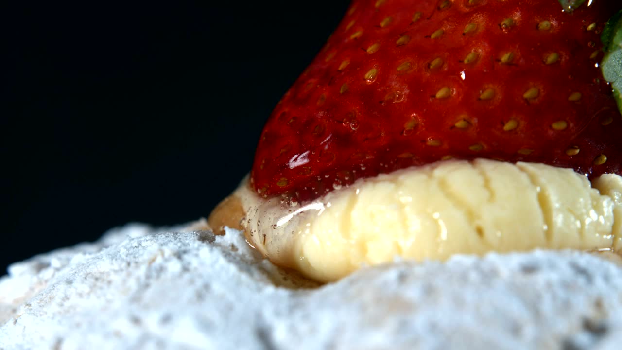 Stock Video Delicious Strawberry Dessert In Detail Macro Shot Live Wallpaper For PC - Free Download
