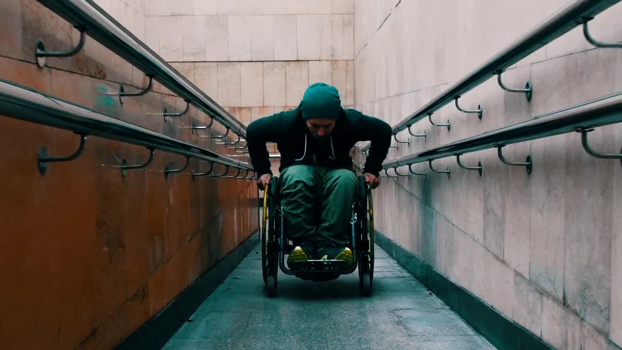 Stock Video Disabled Man Going Up A Ramp Live Wallpaper For PC - Free Download