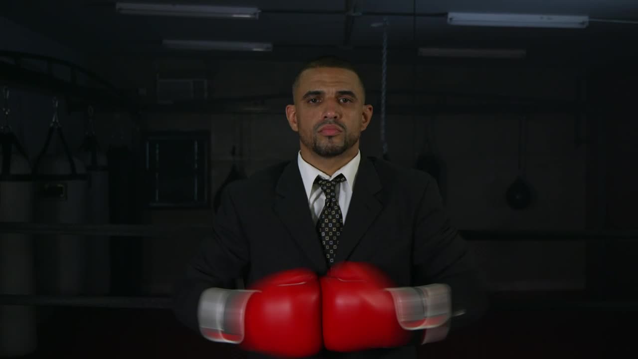 Stock Video Man In A Suit Wearing Red Boxing Gloves Animated Wallpaper - Free Download