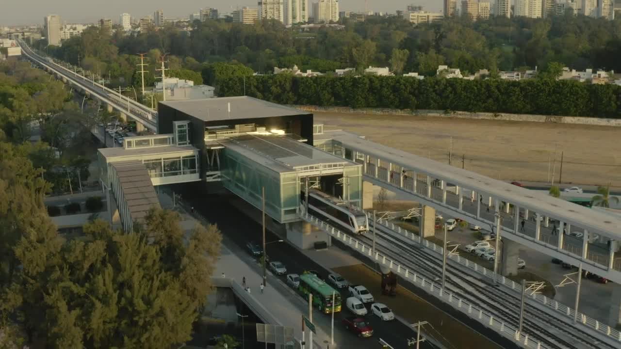 Stock Video Passenger Train Leaving A Station In An Aerial Shot Live Wallpaper - Free Download