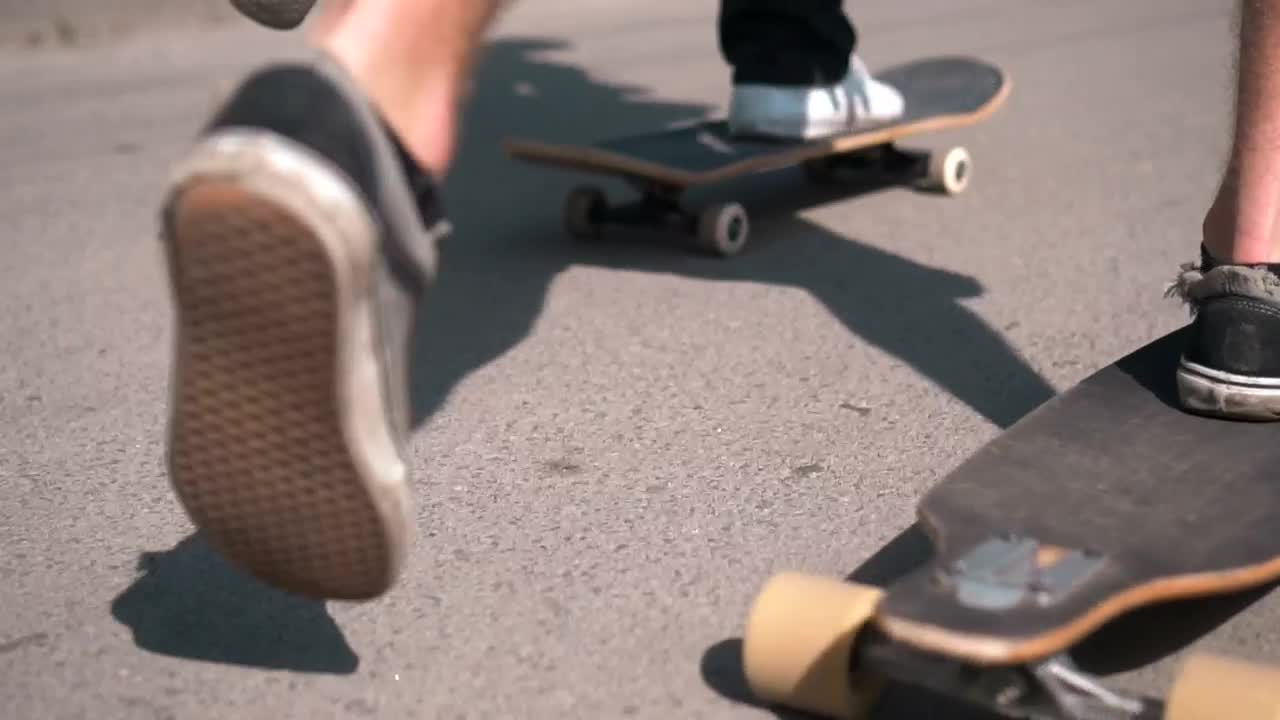 Stock Video Feet Of Skateboarders On The Street Tracking Shot Live Wallpaper For PC - Free Download