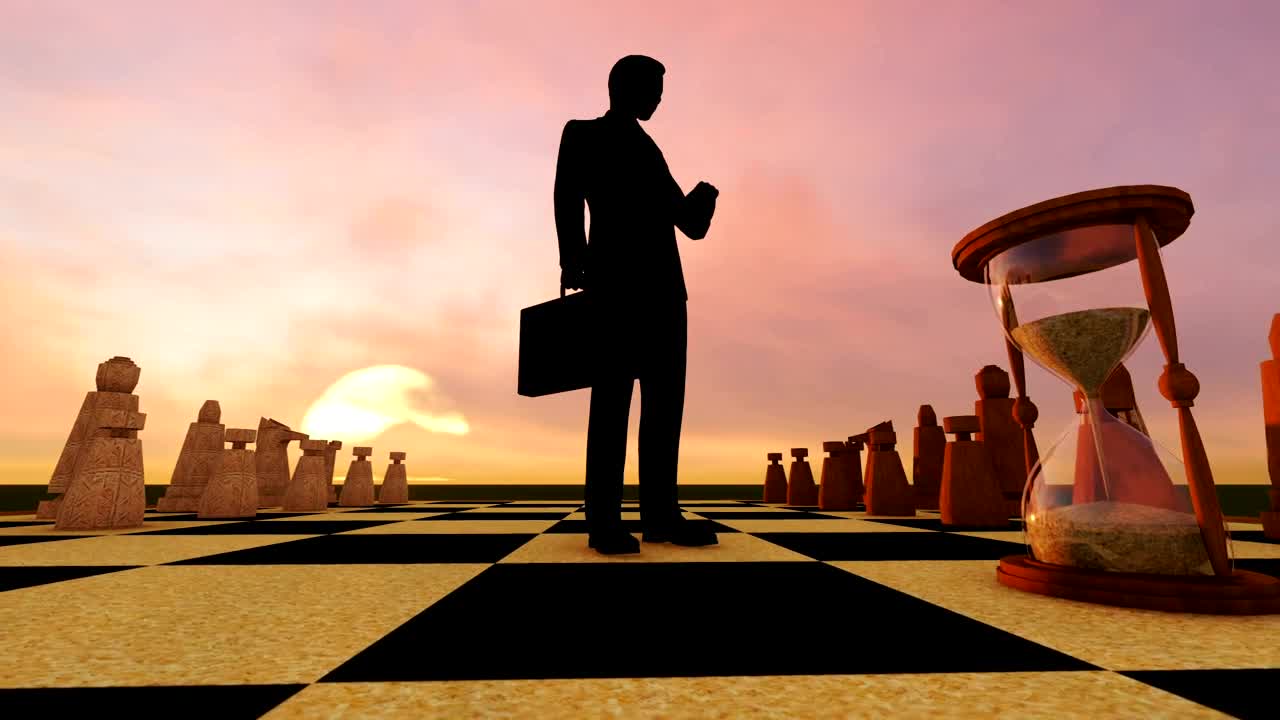 Video Stock Businessman Hourglass And A Giant Chess Live Wallpaper For PC - Free Download