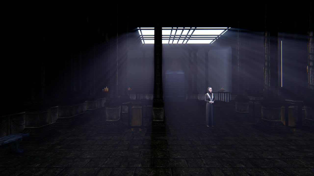 Free Stock Video Robed Woman In The Center Of A Dark Temple In Live Wallpaper - Free Download