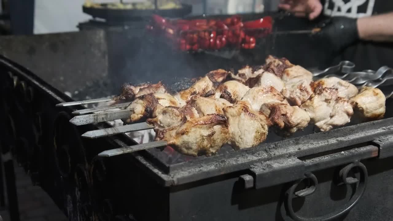 Stock Video Grill With Meat Skewers Live Wallpaper For PC - Free Download