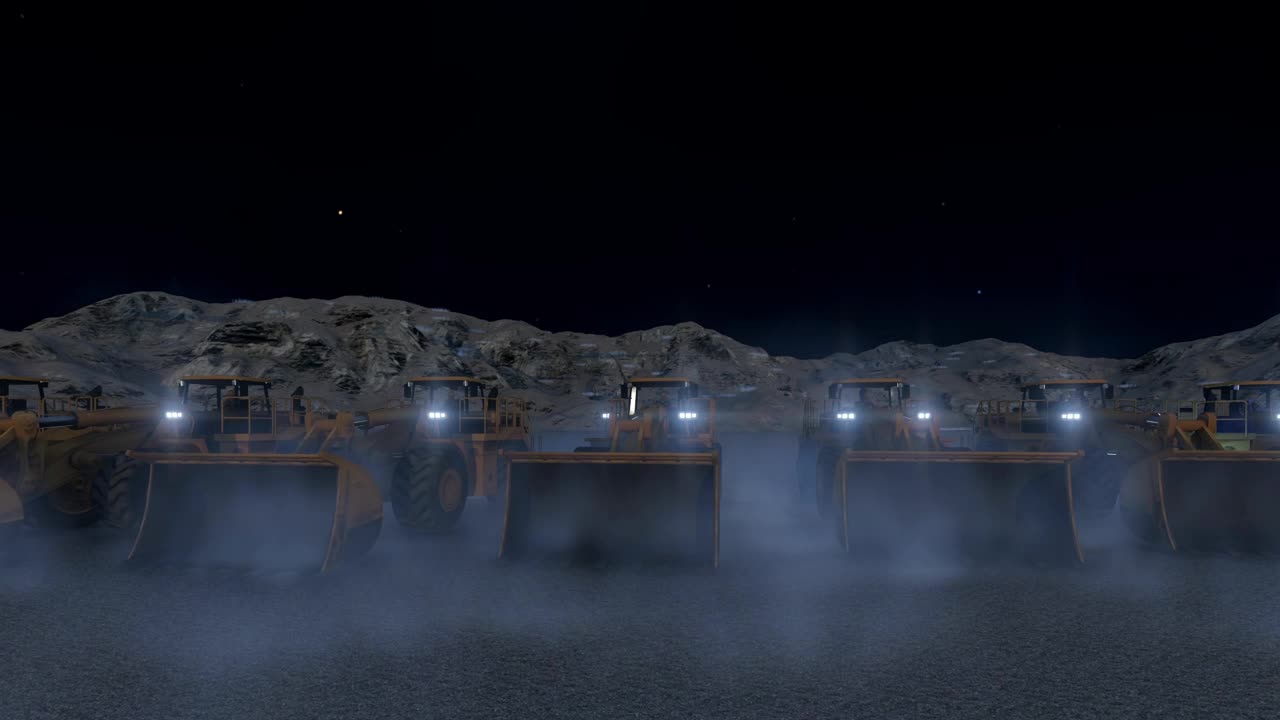 Stock Video Construction Machines At Night D Render Live Wallpaper For PC - Free Download