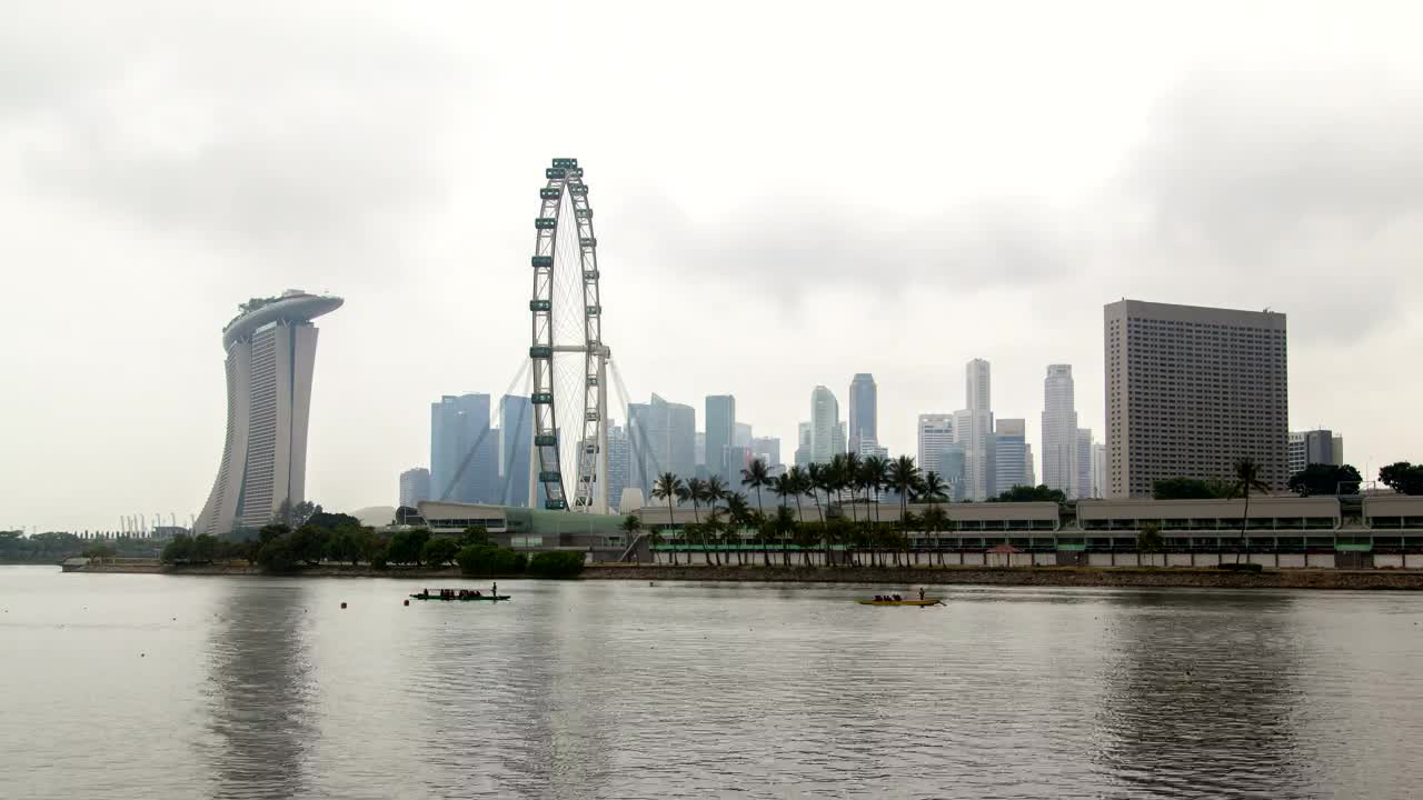 Stock Video Ferris Wheel And Singapore Skyline On A Cloudy Day Live Wallpaper For PC - Free Download